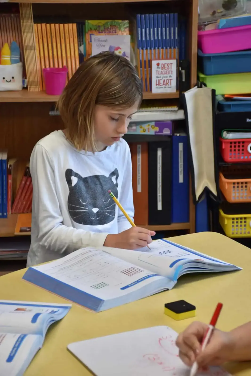 A student reading at his desk